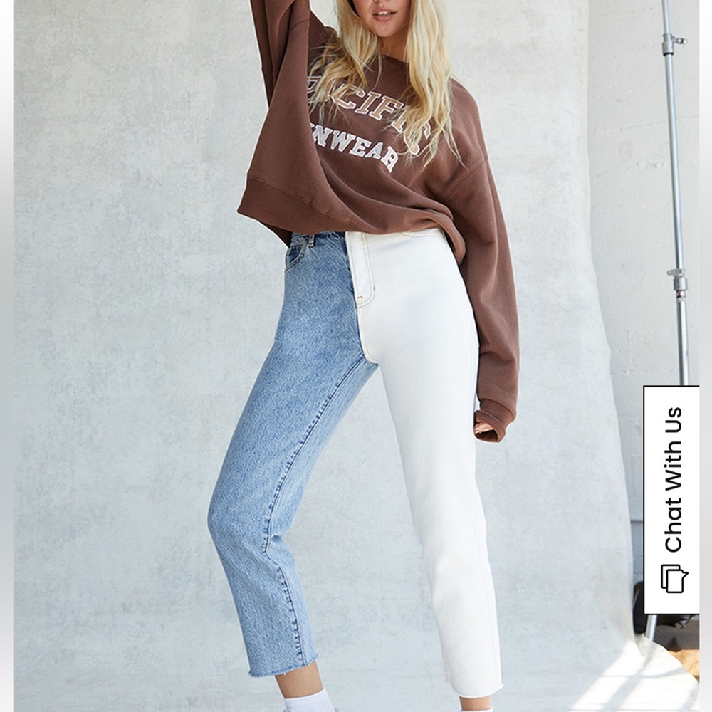 Pacsun high waist two tone jeans white blue 27